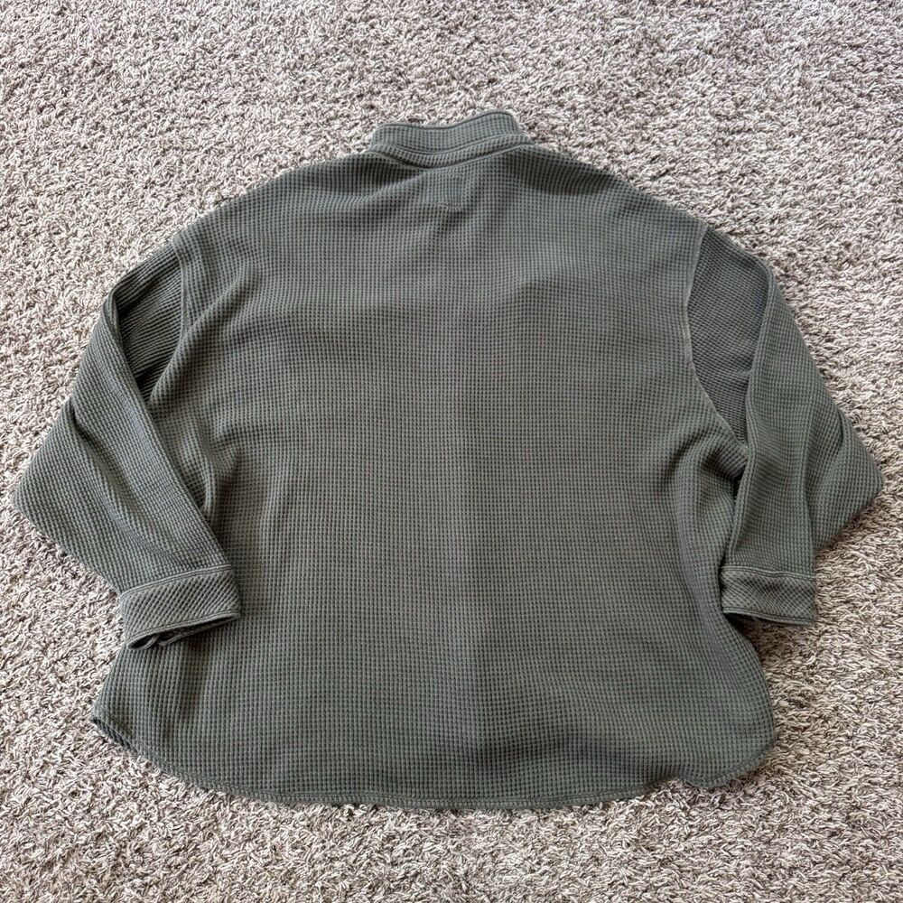 Aerie Women’s Shirt XXL Lumberjack Waffle Knit Oversized Green/Gray Layer - Picture 2 of 5